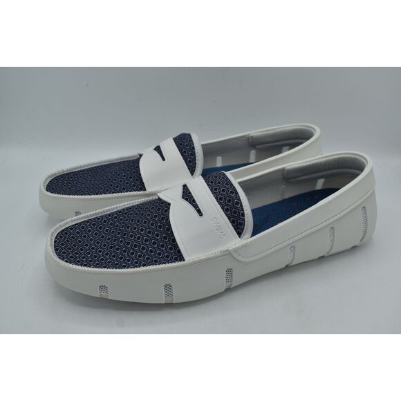 SWIMS Mens Size 12 Printed Penny Loafer White Slip On Loafers Shoes - Picture 2 of 12